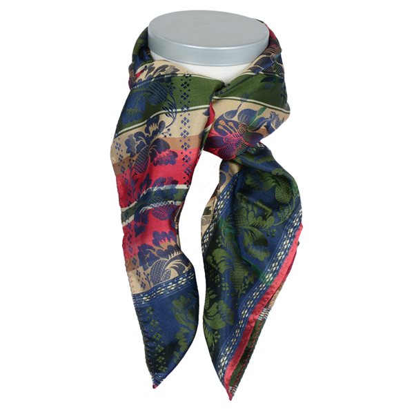 Gabriella *036* silk scarf 70cm x 70cm-blue/red/green