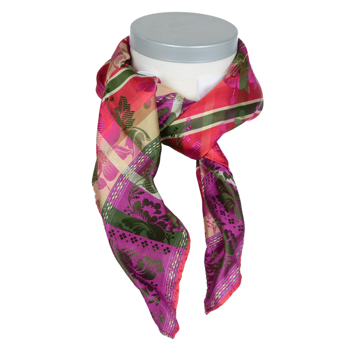 Gabriella *038* silk scarf 70cm x 70cm-pink/green/red