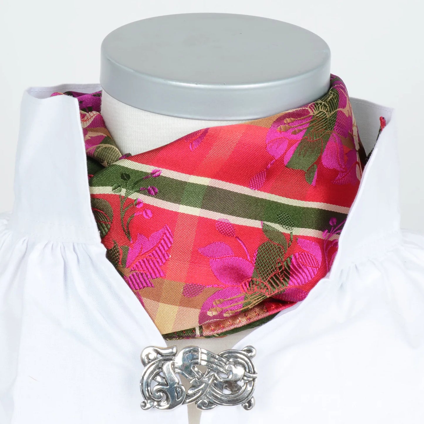 Gabriella *038* silk scarf 70cm x 70cm-pink/green/red