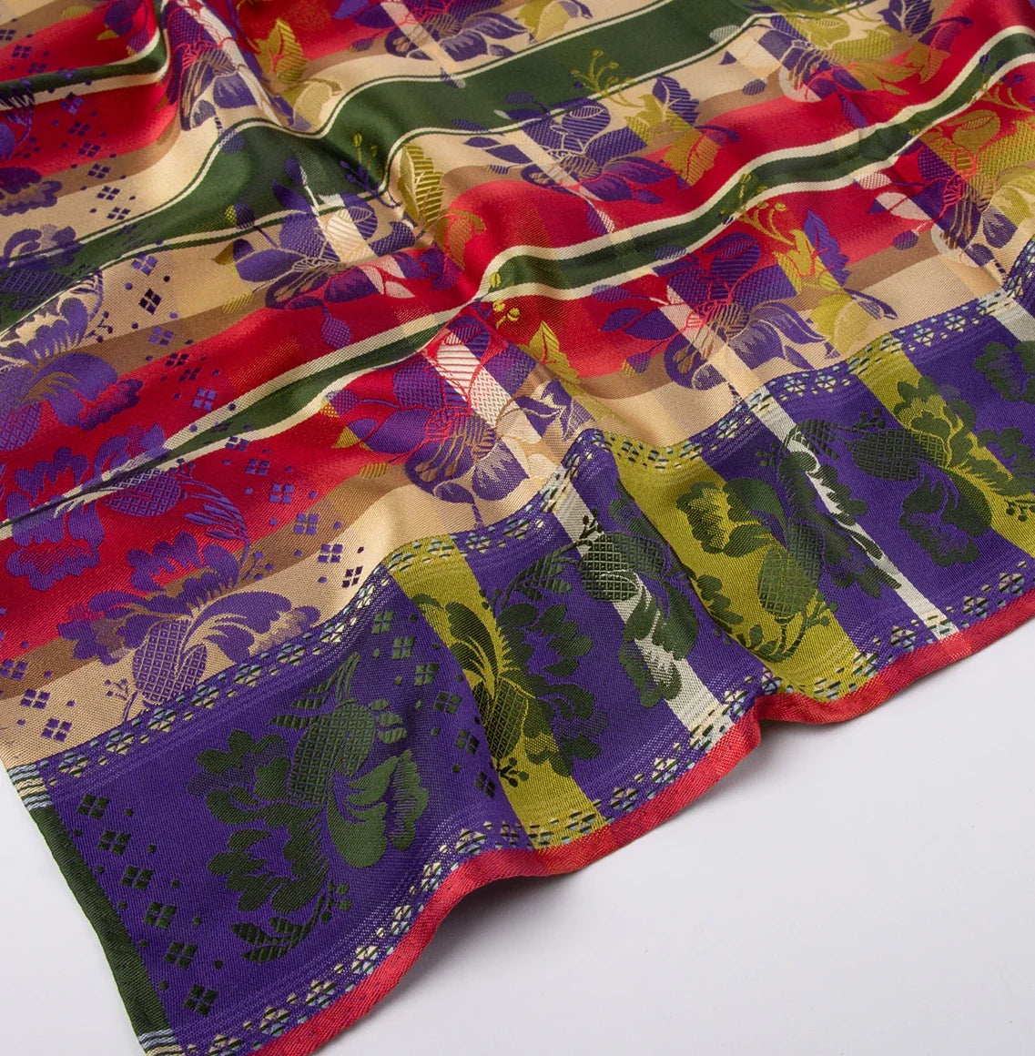 Gabriella *045* silk scarf 70cm x 70cm-green/purple/red