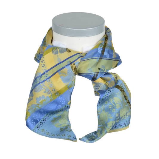 Silk scarf-Gabriella *065*  70cm x 70cm-blue/yellow