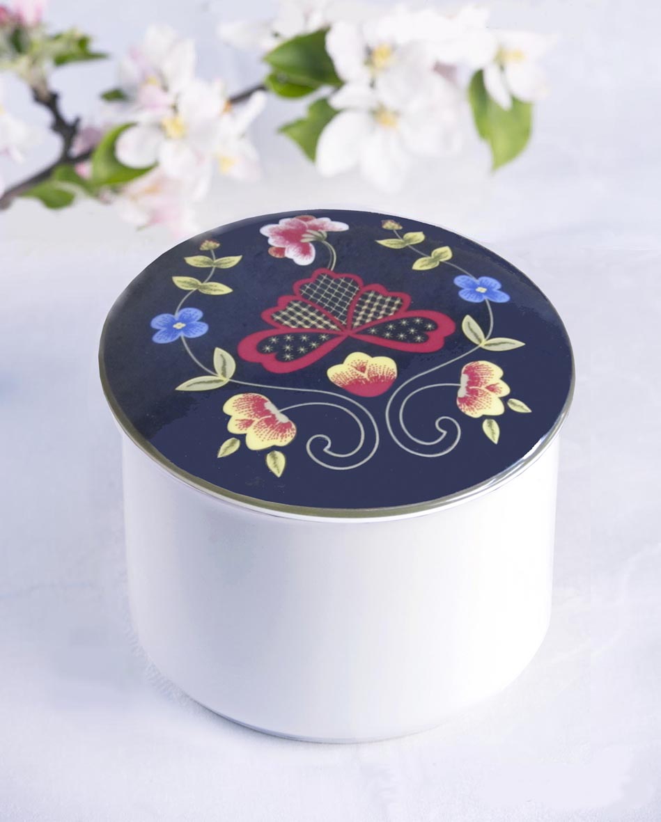 Porcelain jewelry box-Gudbrandsdal/large-blue