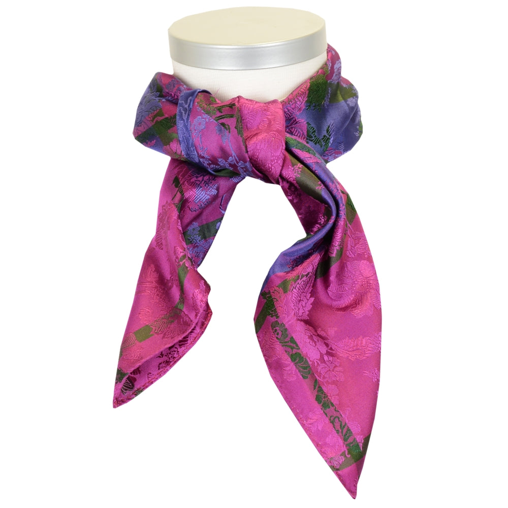 Herborg silk scarf-013-70x70-fuchsia/green/purple