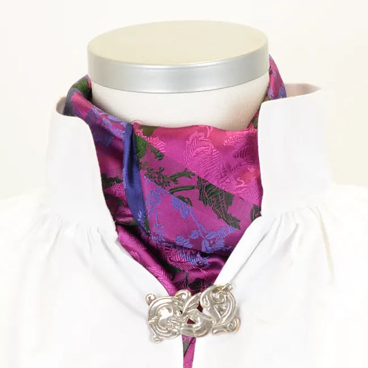 Herborg silk scarf-013-70x70-fuchsia/green/purple
