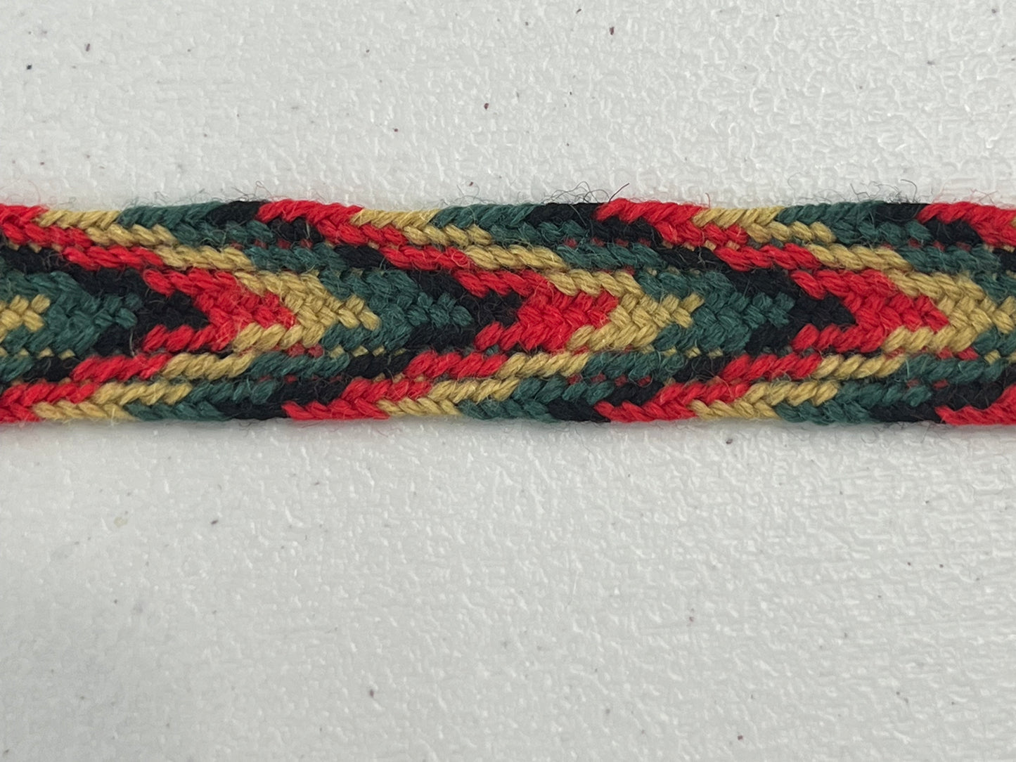 Stocking Tie #21-wool- green/yellow/red/black