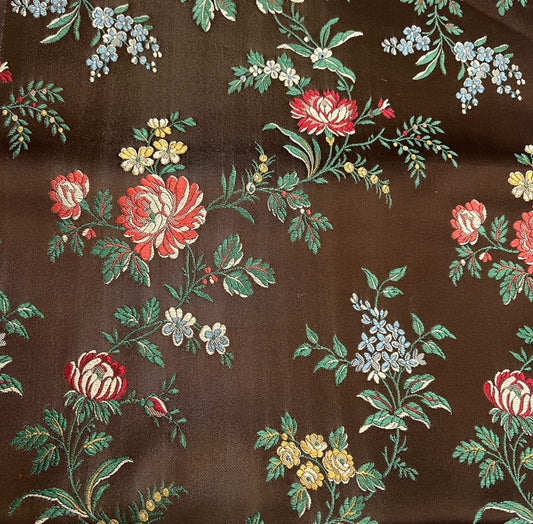 Silk fabric-Atlantis Lampas-100% silk-140 cm wide-brown