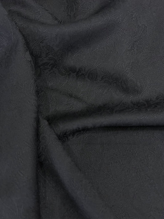 Wool fabric-Monique-100% wool jacquard-150 cm wide-black  REMNANT!