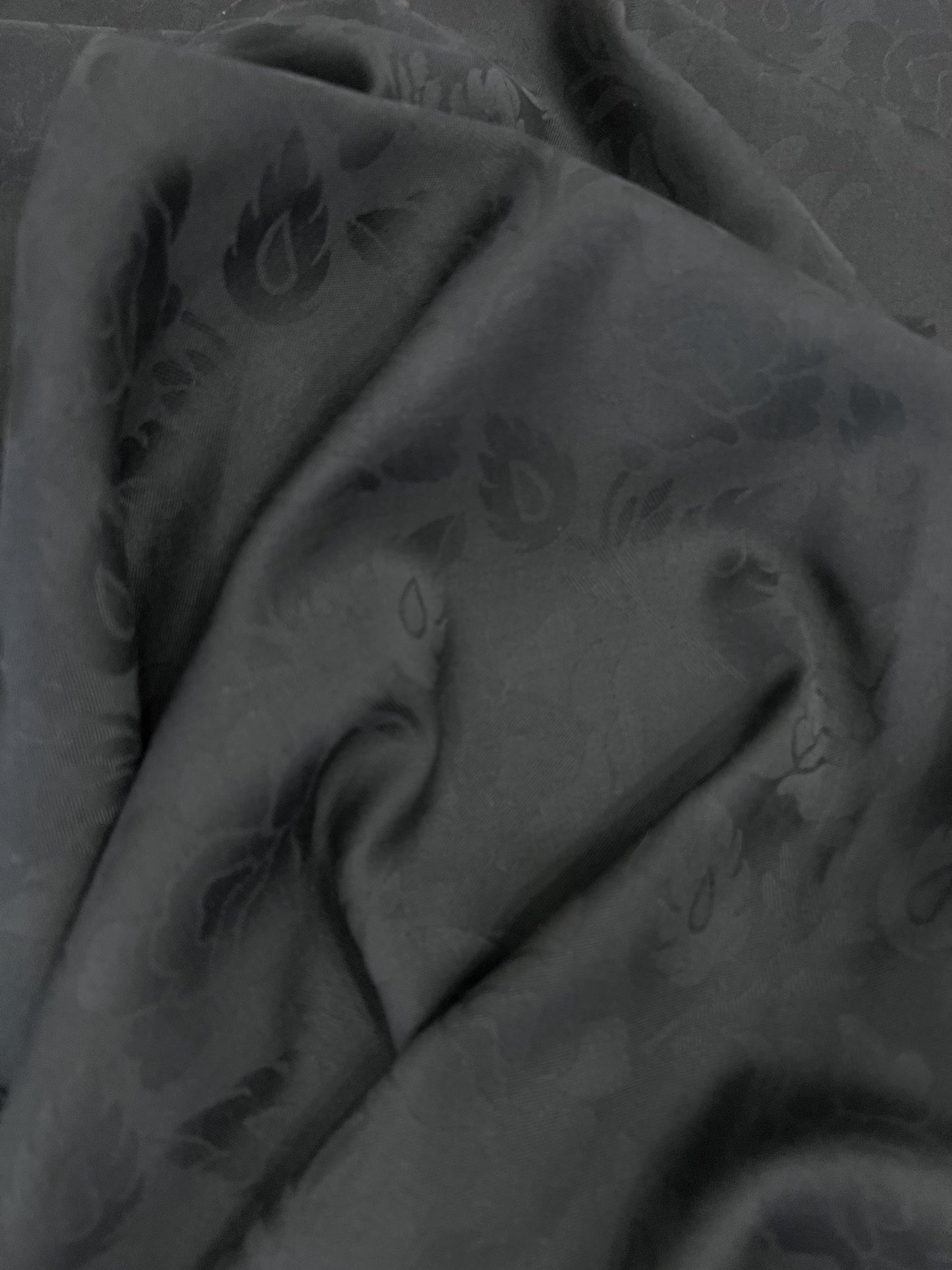 Wool fabric-Marguerite-wool/PE jacquard-150 cm wide-black REMNANT!