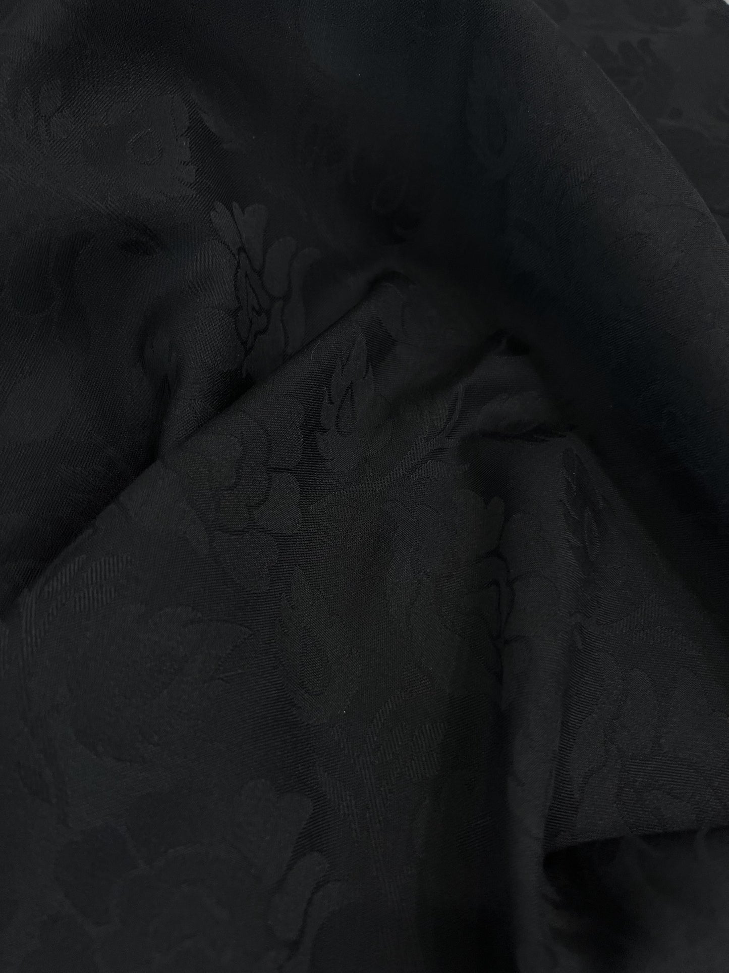 Wool fabric-Marguerite-wool/PE jacquard-150 cm wide-black REMNANT!