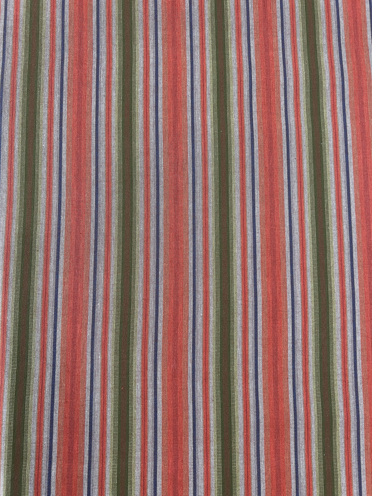 Cotton fabric-Østfold Husflid 06 100% cotton-150 cm wide-green, orange, blue stripe