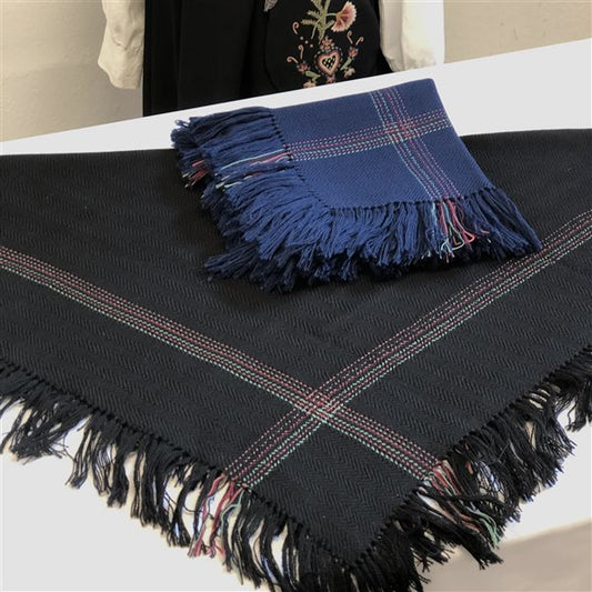 Shawl-handwoven wool-blue