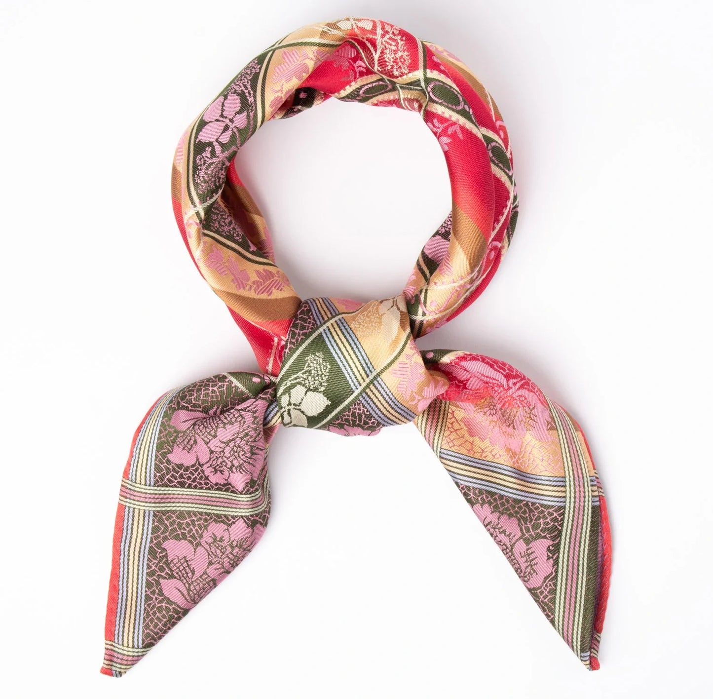 Silk scarf-Eufemia *040* 70cm x 70cm-red, lavender, green