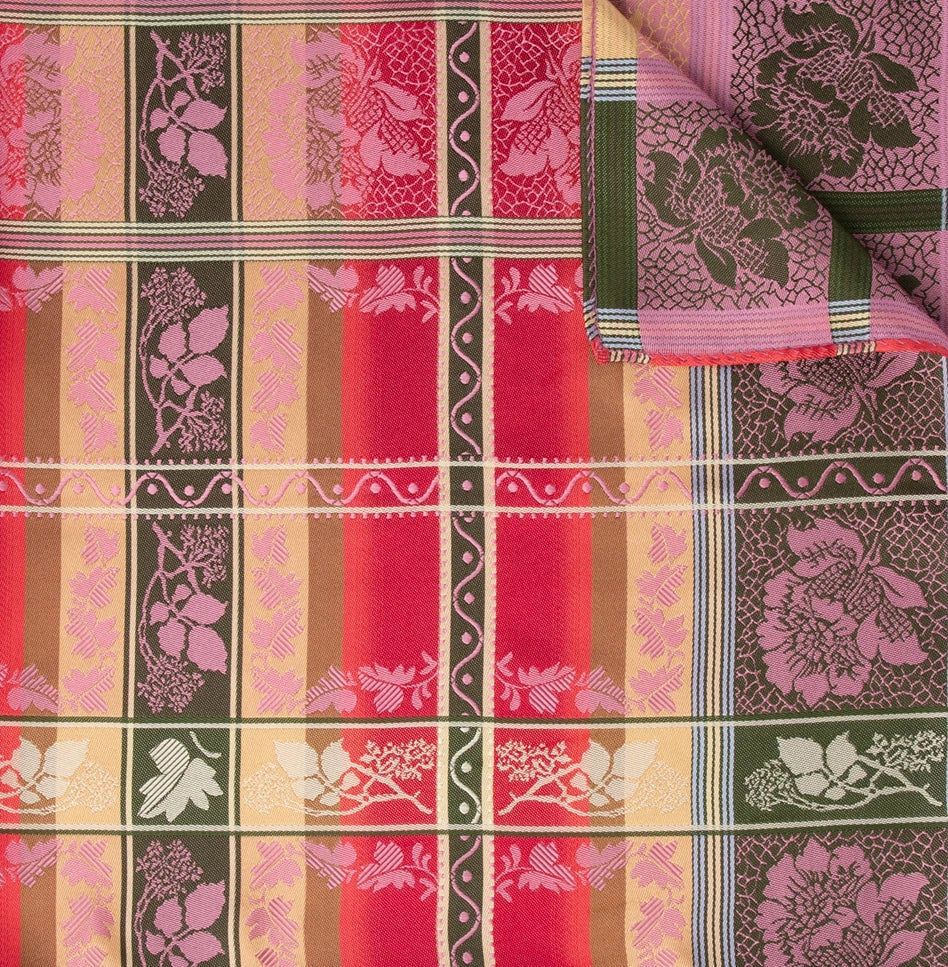 Silk scarf-Eufemia *040* 70cm x 70cm-red, lavender, green
