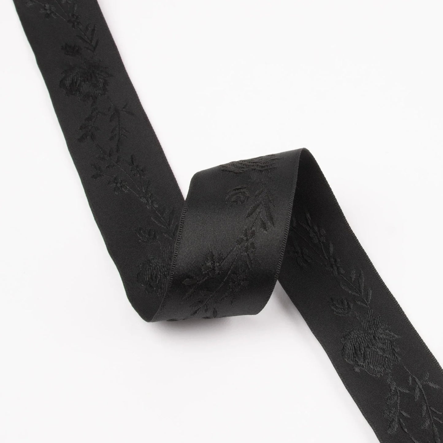 Jacquard ribbon 35mm for bunad hat-black