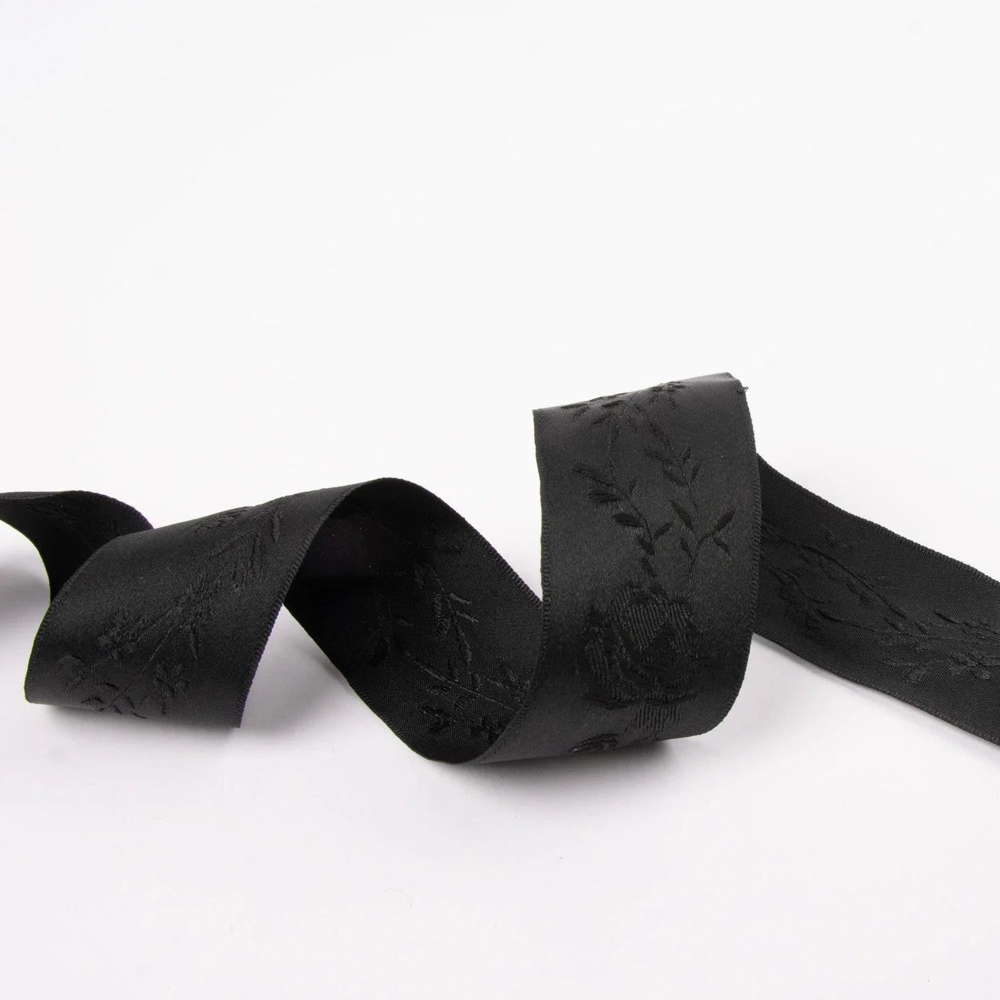 Jacquard ribbon 35mm for bunad hat-black