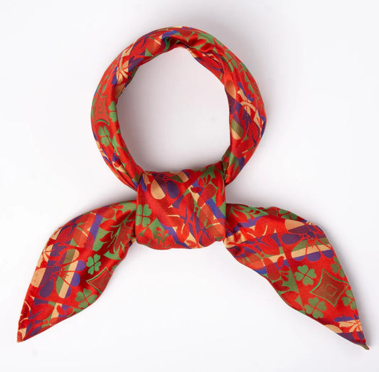 Kløvereng silk scarf-114-70x70-red/green/blue