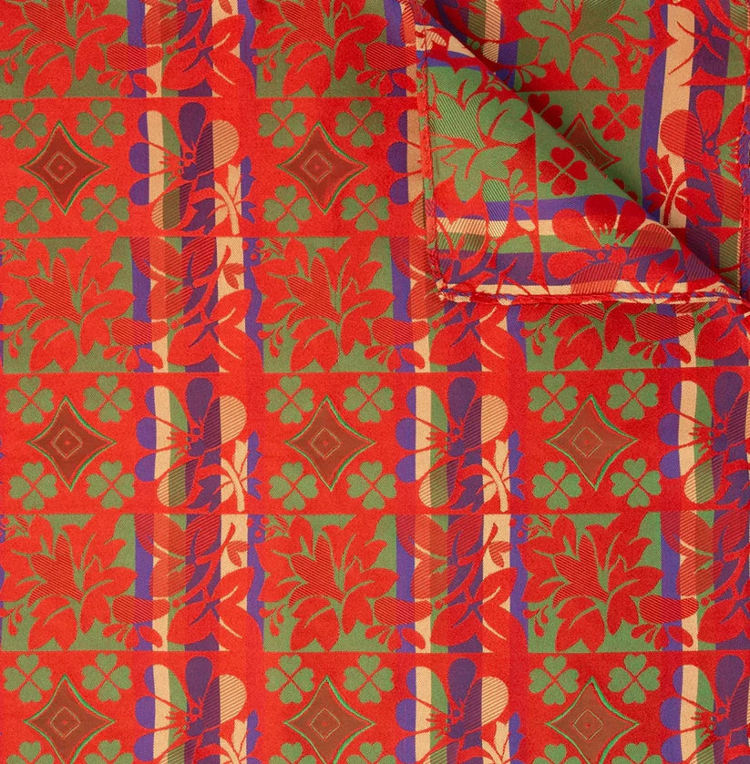 Kløvereng silk scarf-114-70x70-red/green/blue