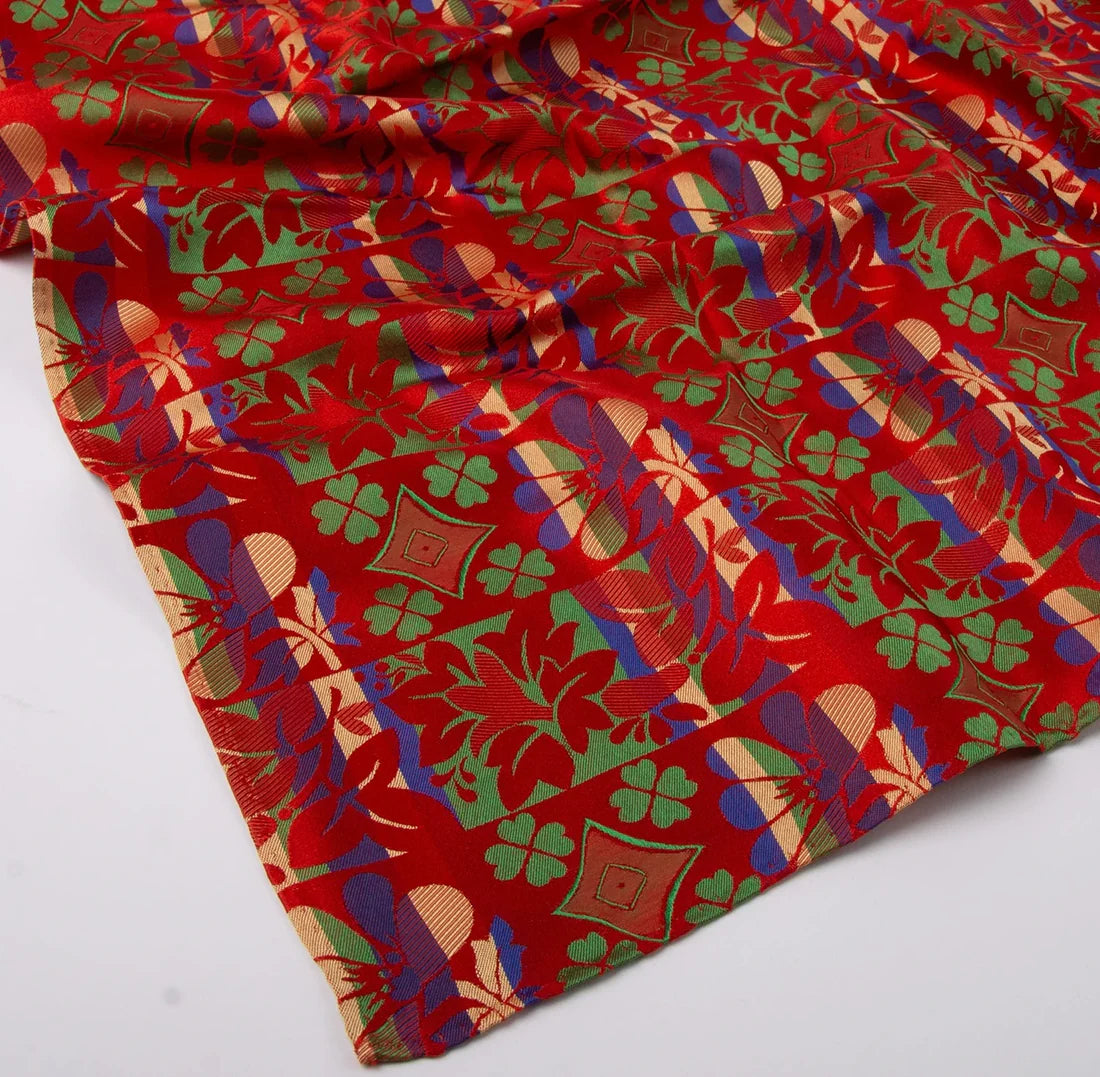 Kløvereng silk scarf-114-70x70-red/green/blue