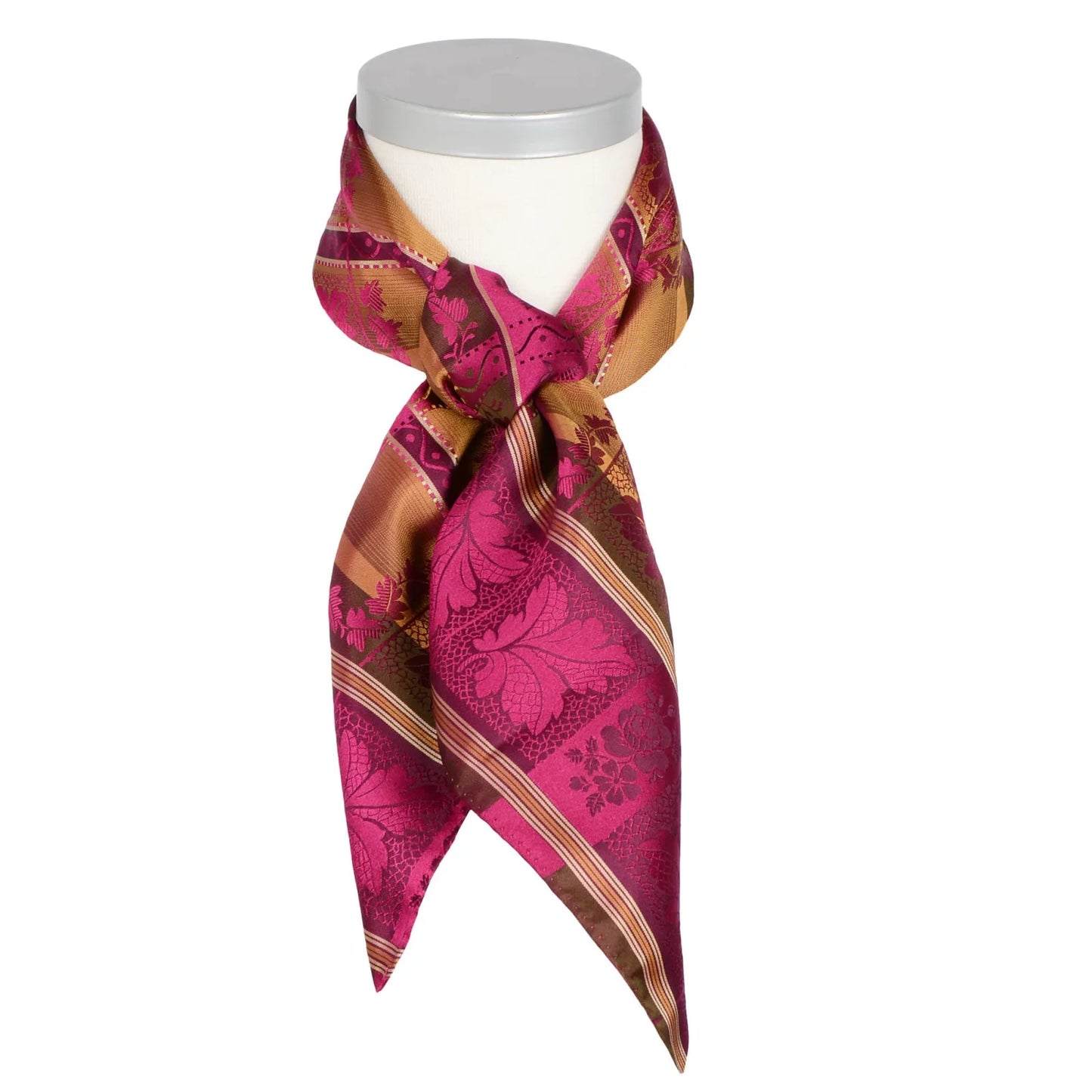 Silk scarf-Lise *202* 75cm x 75cm-bright pink, tan