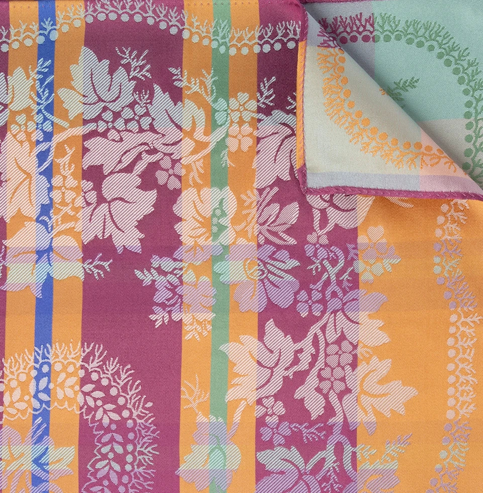 Madeleine silk scarf-020-75x75-rose/green/orange