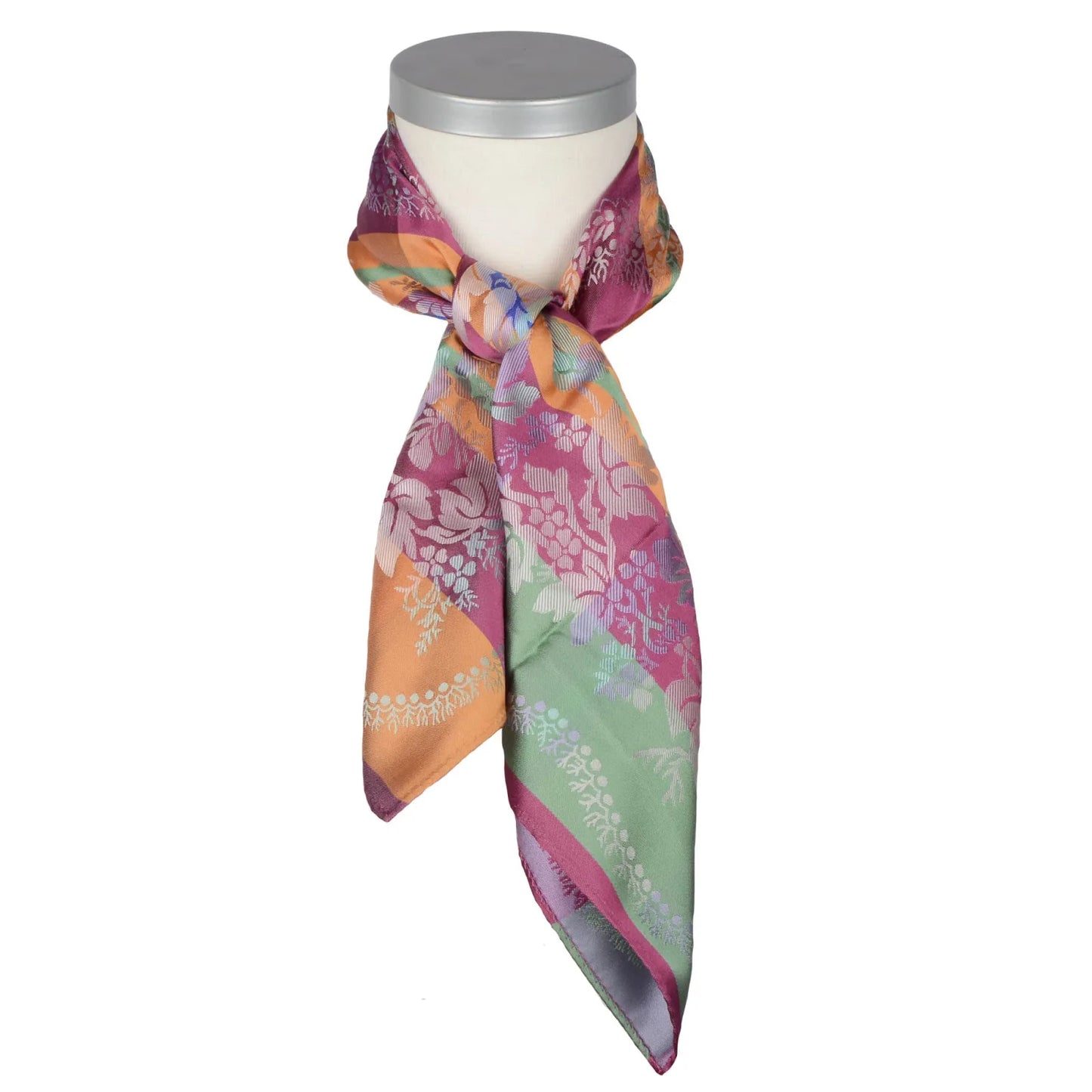 Madeleine silk scarf-020-75x75-rose/green/orange