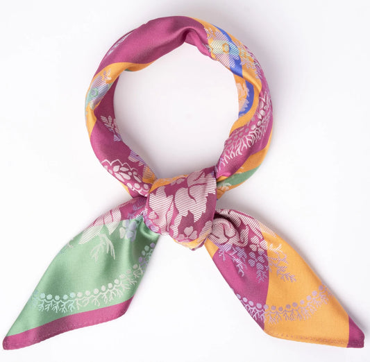 Madeleine silk scarf-020-75x75-rose/green/orange
