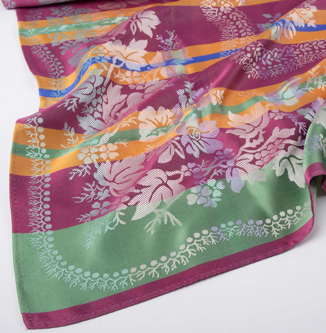 Madeleine silk scarf-020-75x75-rose/green/orange