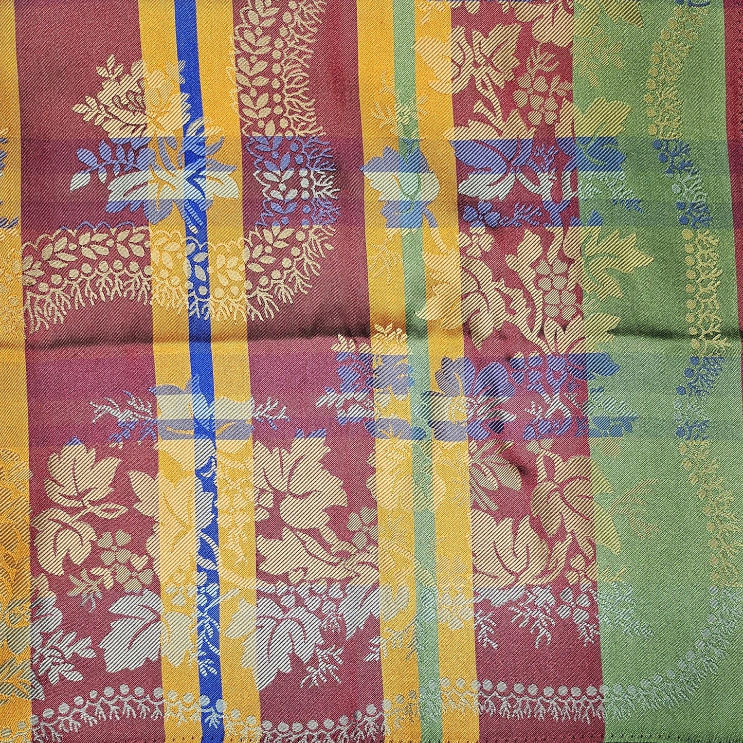 Madeleine *021* silk scarf 75cm x 75cm-green/purple/yellow