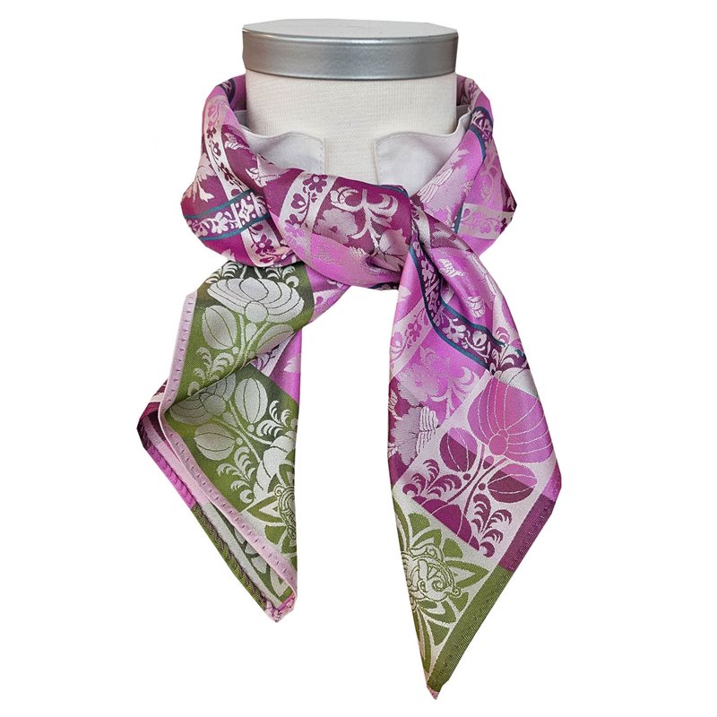 Mimmi silk scarf-020-70x70-pink/green