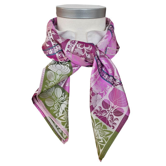 Mimmi silk scarf-020-70x70-pink/green