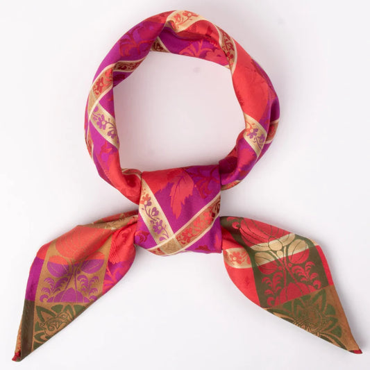 Mimmi *038* silk scarf 70cm x 70cm-orange/pink/green