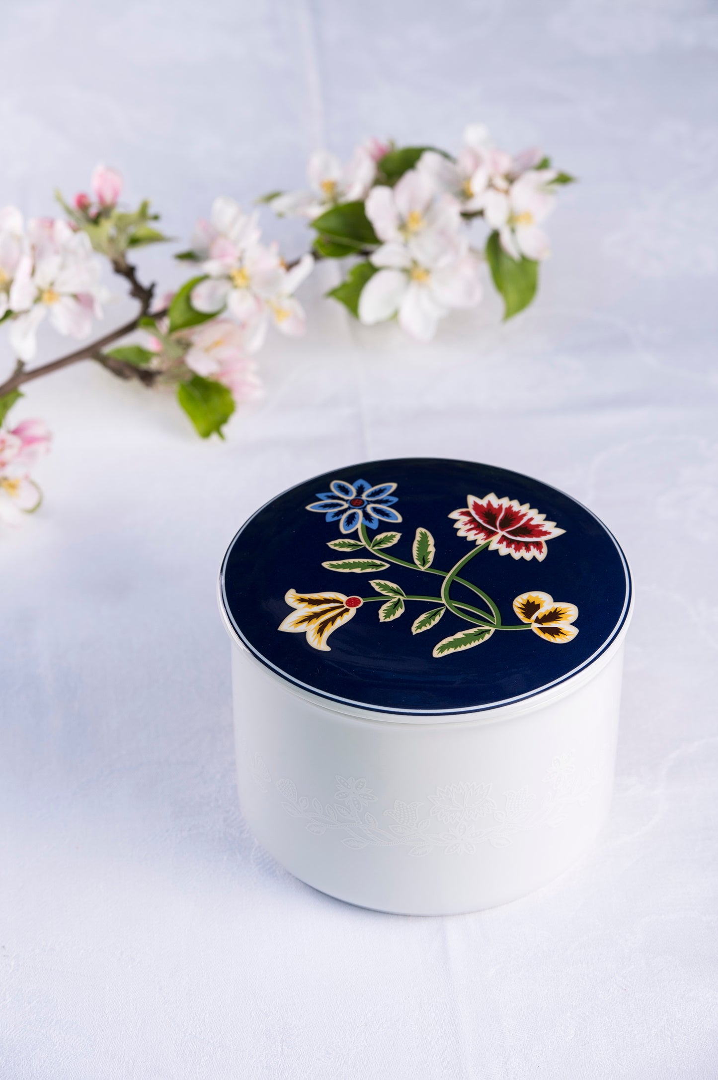 Porcelain jewelry box-Nordland/large-blue