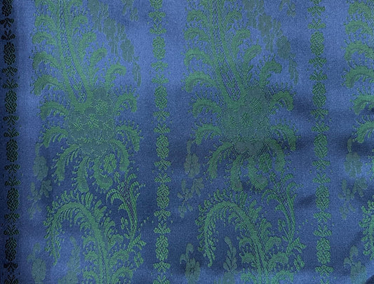 Silk fabric-Paysley Brokade-100% silk-150 cm wide-blue