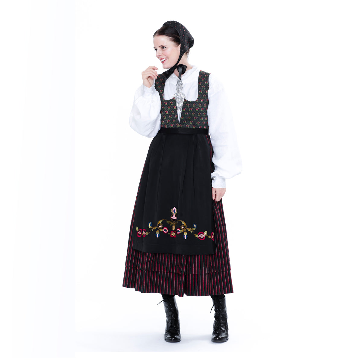 Apron kit-for the Rondastakk Bunad - black silk with embroidery