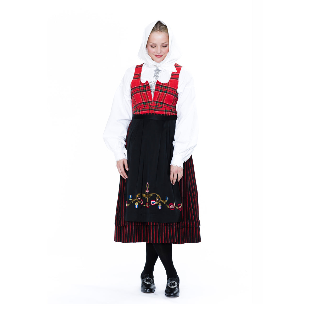 Apron kit-for the Rondastakk Bunad - black silk with embroidery