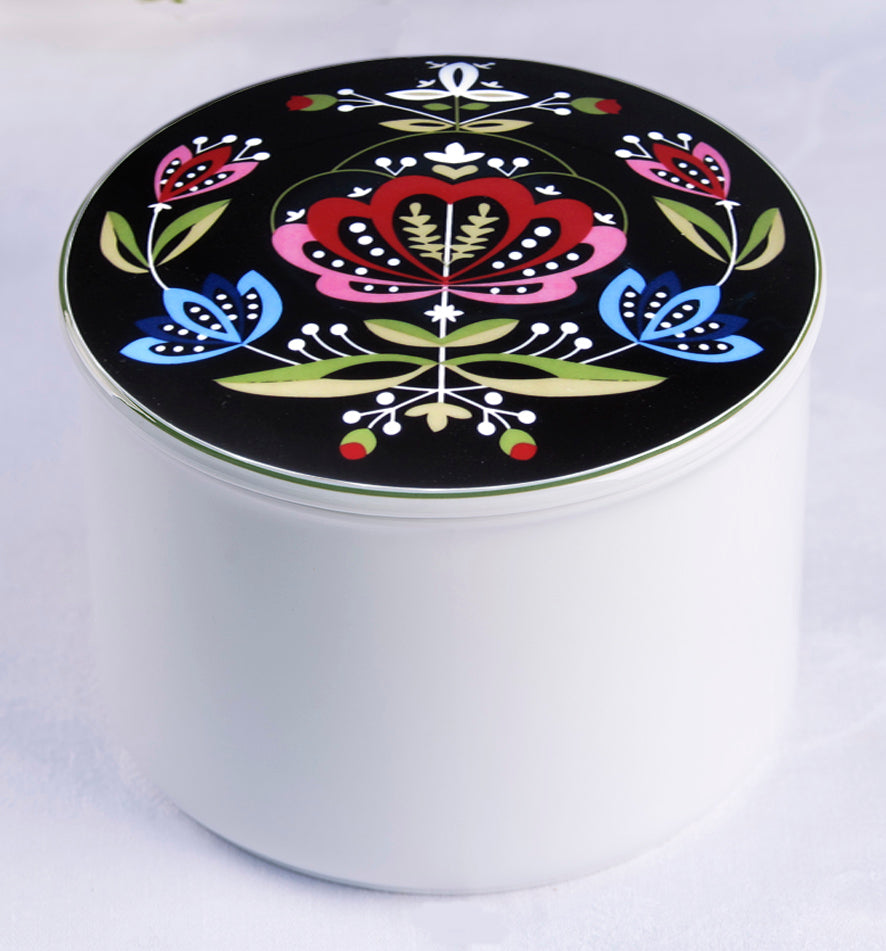 Porcelain jewelry box-Rogaland Jelsa/large-black