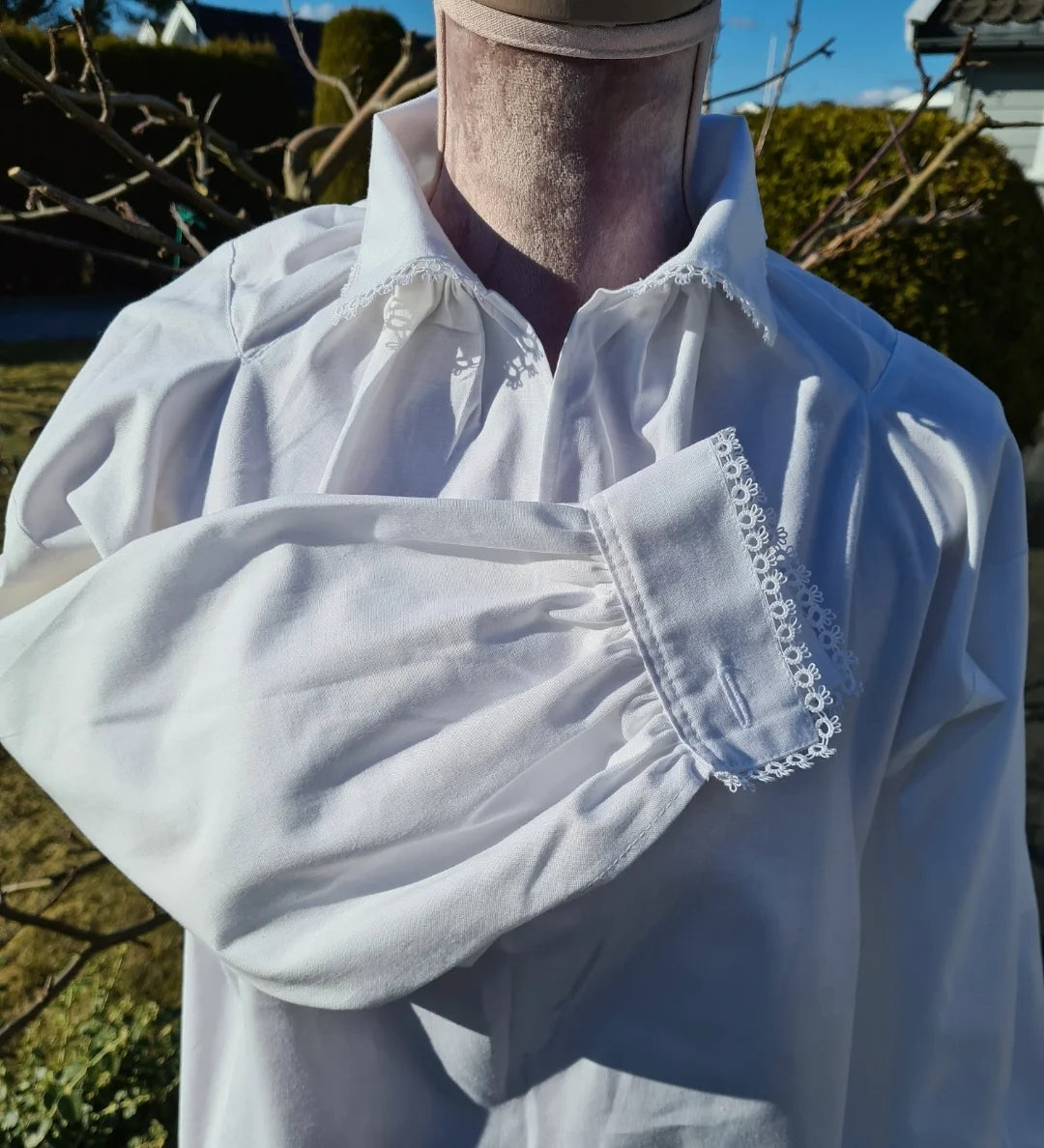 Women's Bunad shirt-Kari with tatting-100% cotton-white