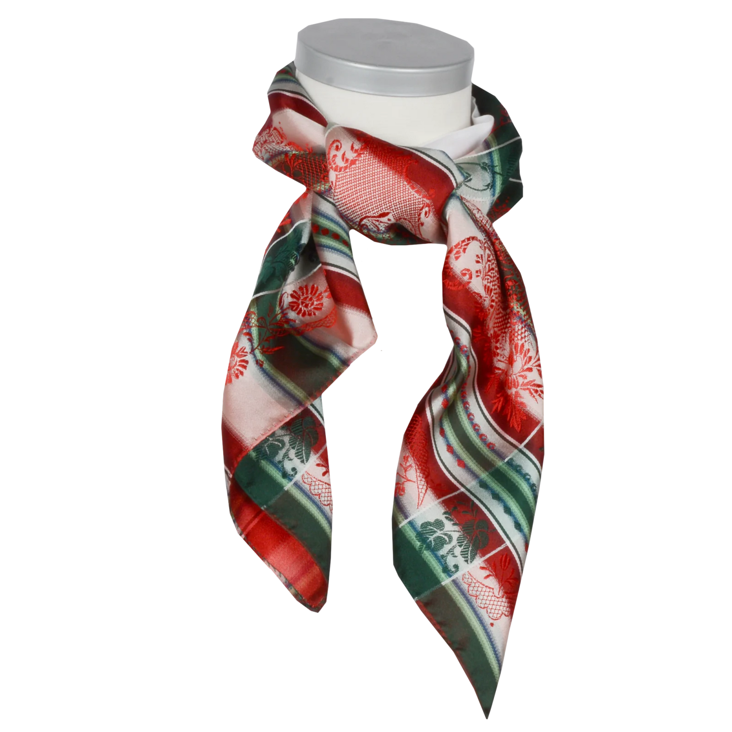 Theresia silk scarf-040-80x80-green/red