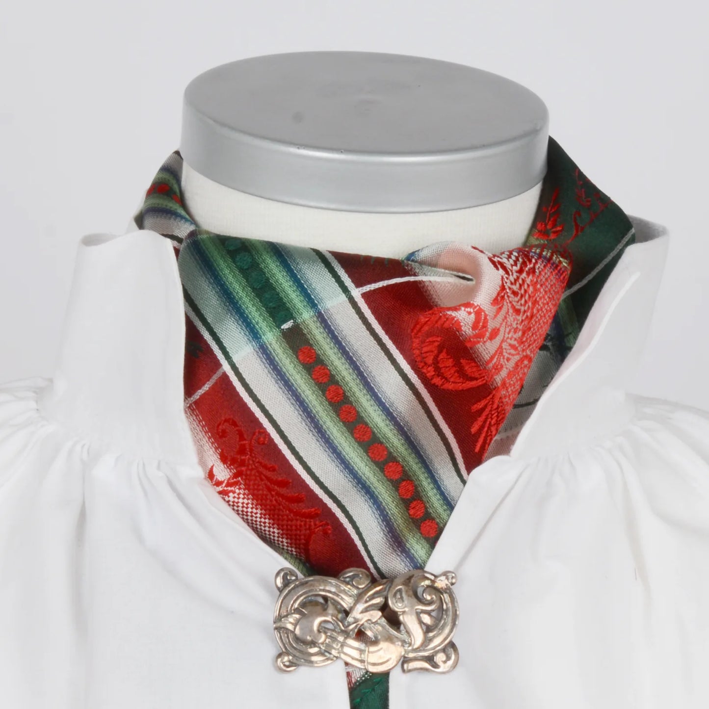 Theresia silk scarf-040-80x80-green/red