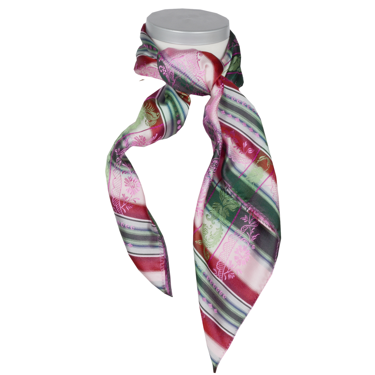 Theresia silk scarf-122-80x80-pink, green, red