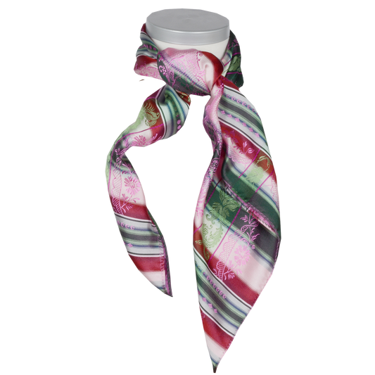 Theresia *122* silk scarf 80cm x 80cm-pink, green, red