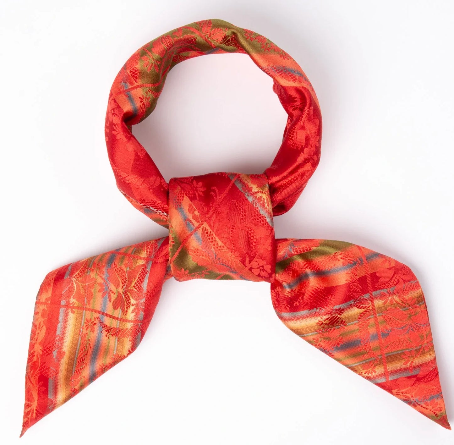 Victoria *055* silk scarf 70cm x 70cm-orange/green