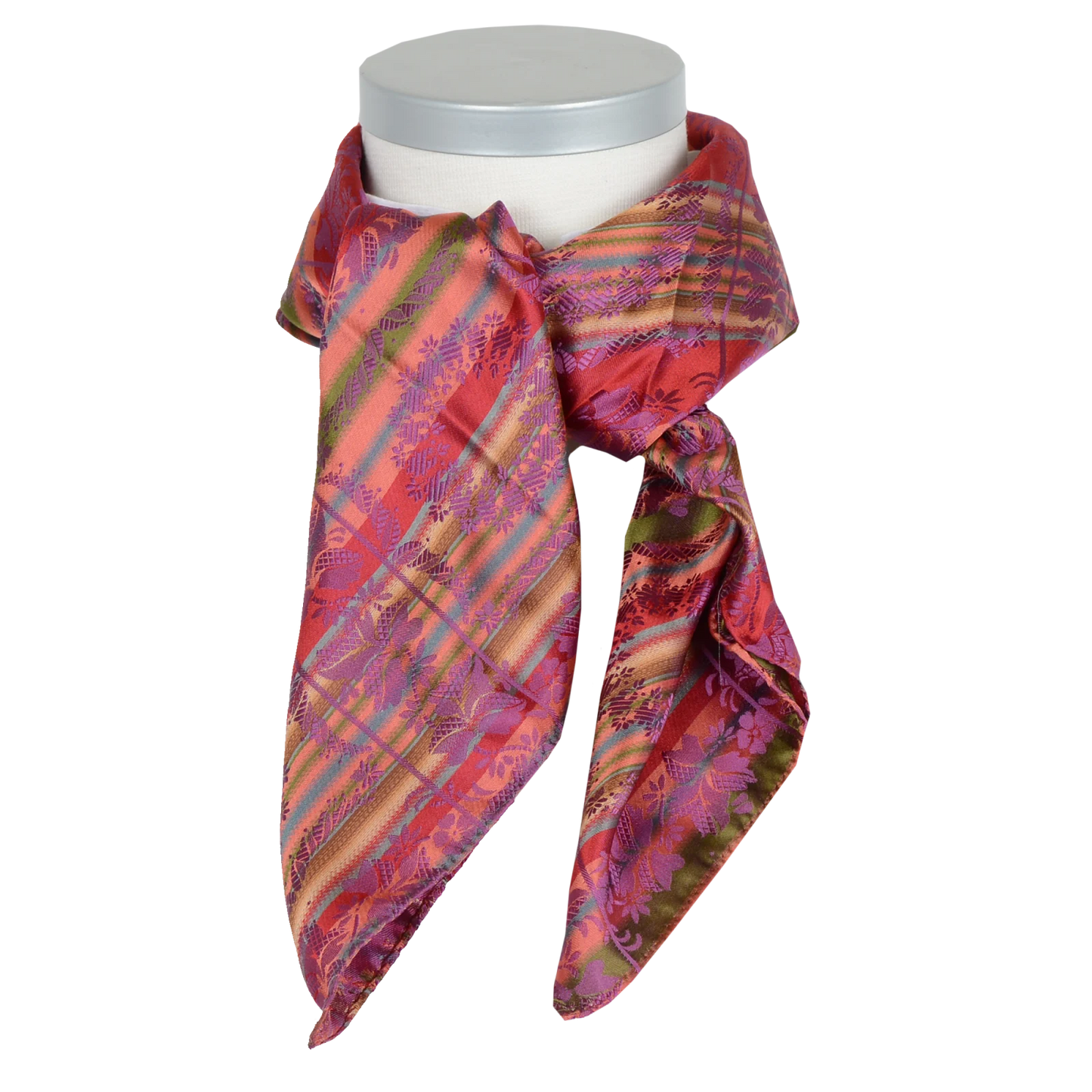 Silk scarf-Victoria *057* 75cm x 75cm-pink, red, green