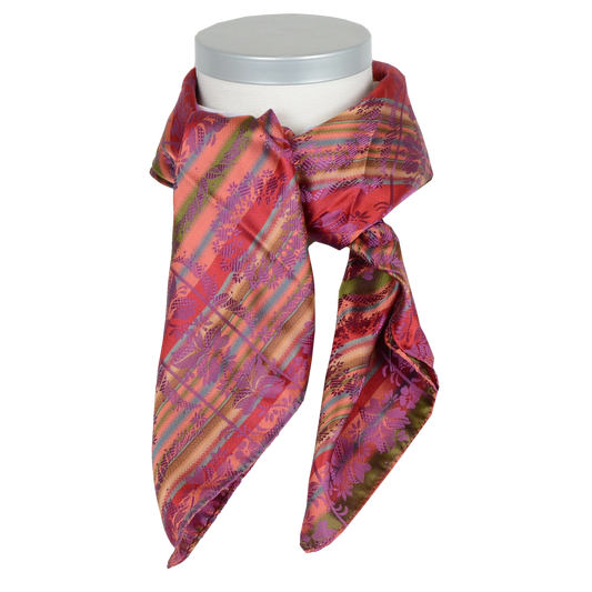 Silk scarf-Victoria *057* 75cm x 75cm-pink, red, green