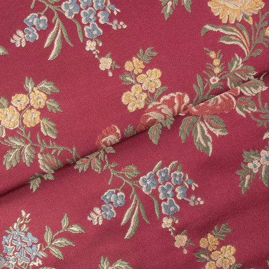 Silk fabric-Atlantis Lampas-100% silk-140 cm wide-red