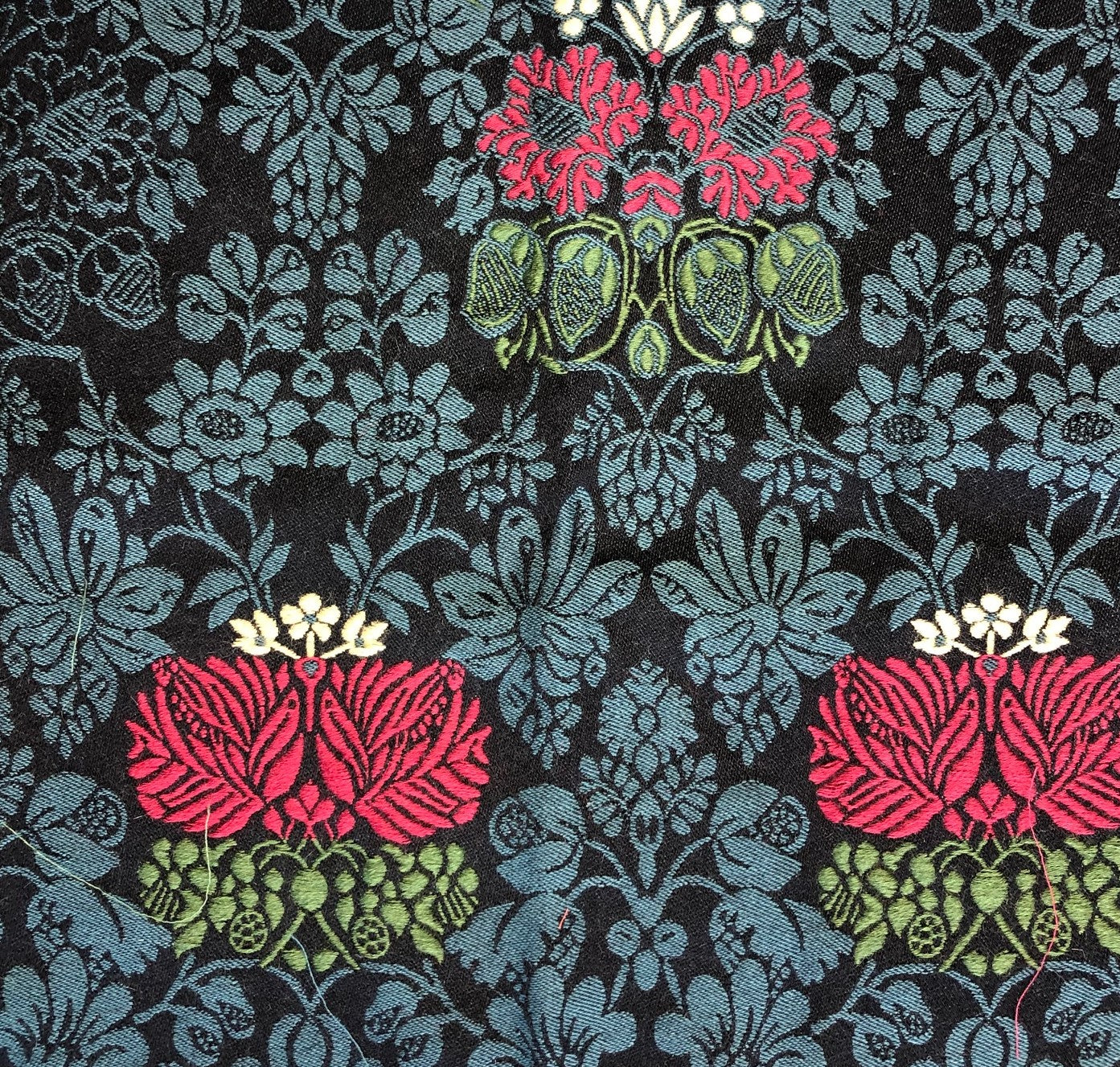 Wool fabric-4216-Kalemank 1700s Reproduction damask wool-blue 780