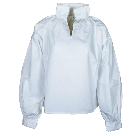 Shirt-Women's Bunad shirt-Kari with tatting-100% cotton-white