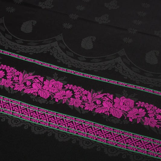 Apron piece-Edel-silk-fuchsia/green/black