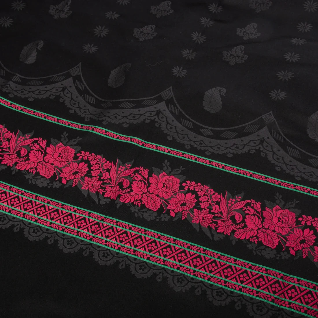 Apron piece-Edel-silk-red/black