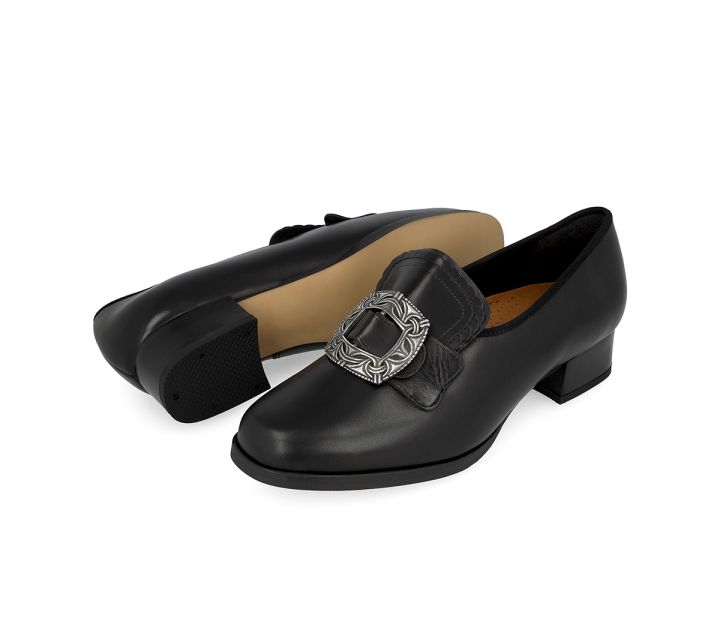 Women's bunad shoes-Eli-leather-black